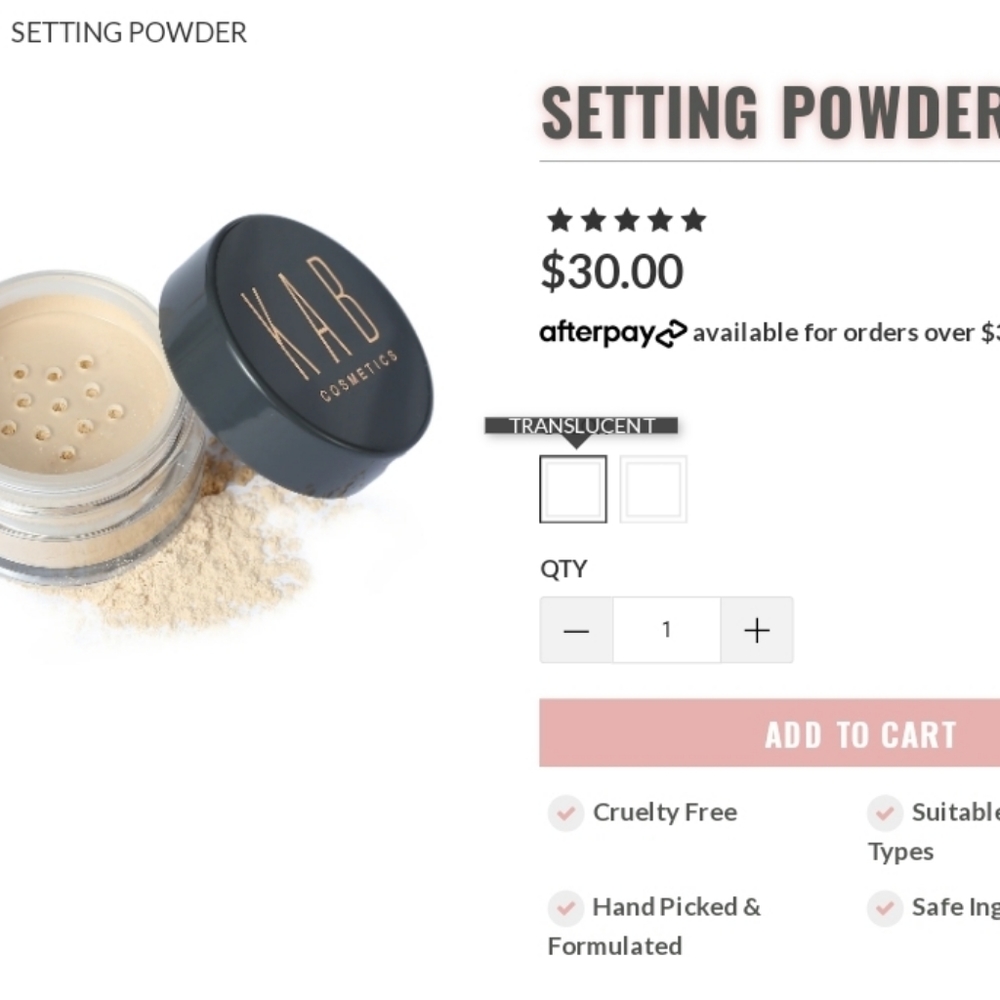 KAB Cosmetics BNIB Translucent 12 Hour Wear Matte Finish Loose Setting Powder